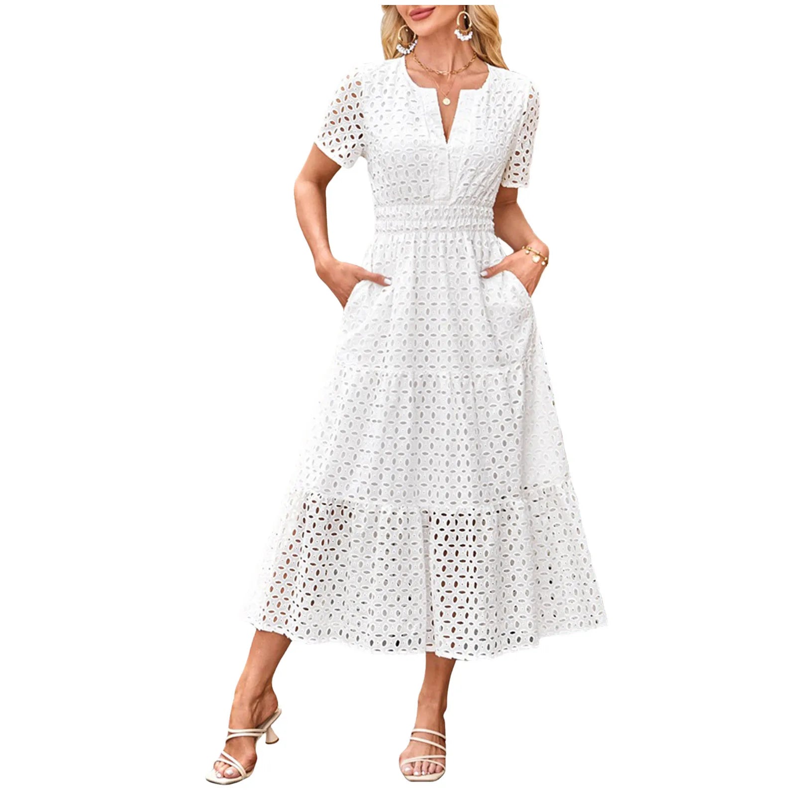 Variant image for Women's Maxi Dress Solid Color Size M Polyester-4