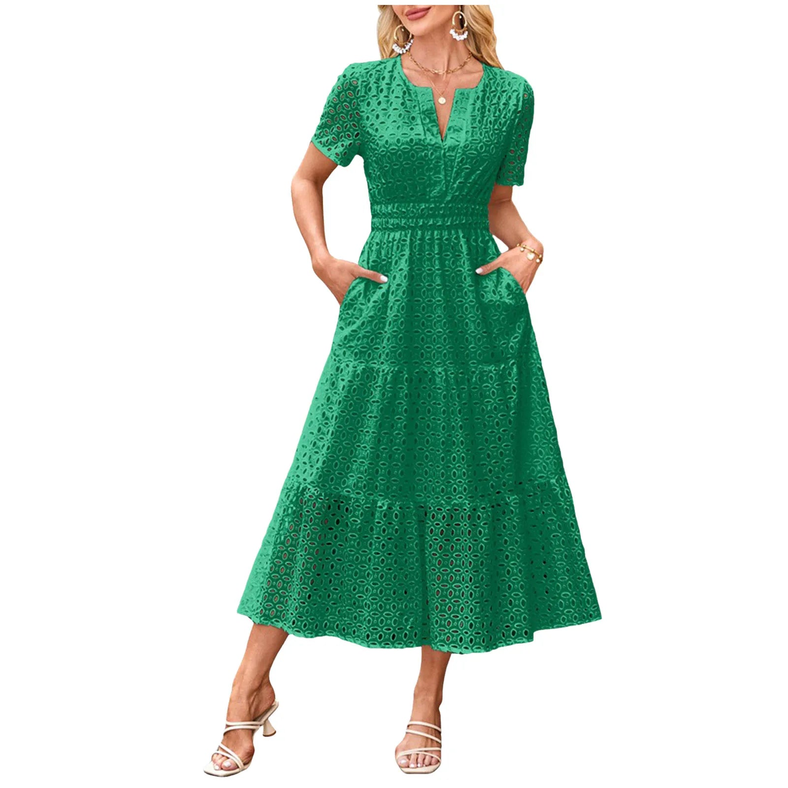 Variant image for Women's Maxi Dress Solid Color Size M Polyester-8