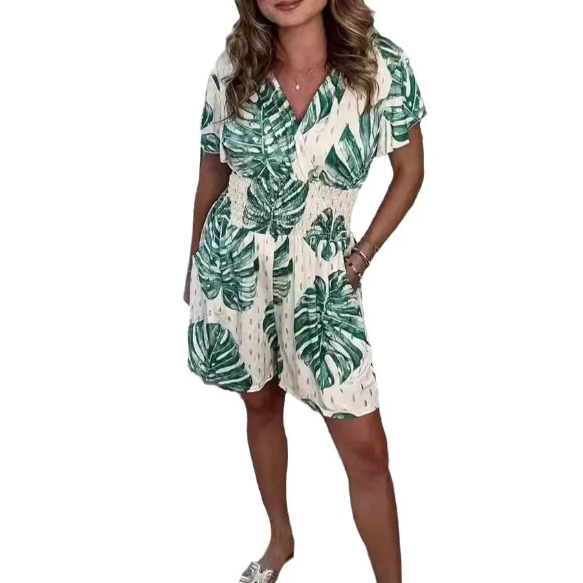 Women's Jumpsuit Floral Print Size M Polyester-5