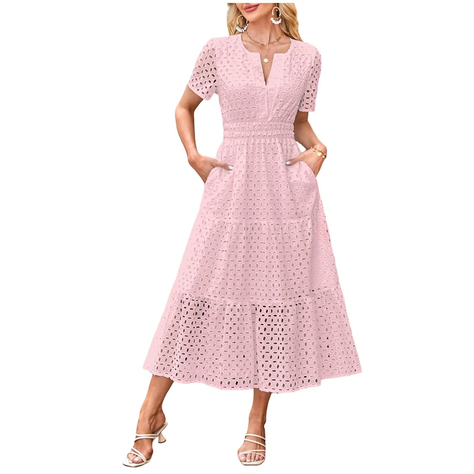 Variant image for Women's Maxi Dress Solid Color Size M Polyester-14