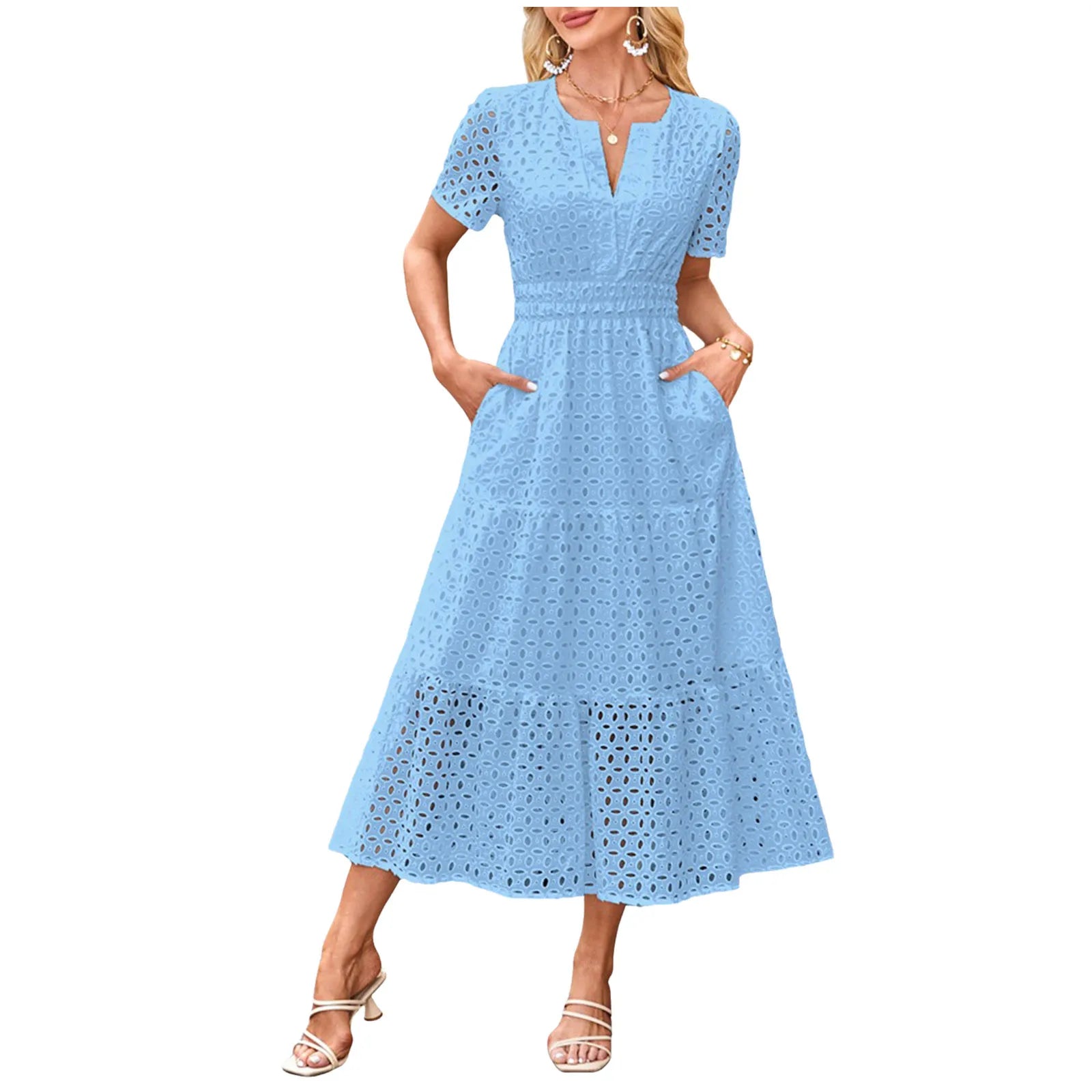Variant image for Women's Maxi Dress Solid Color Size M Polyester-1