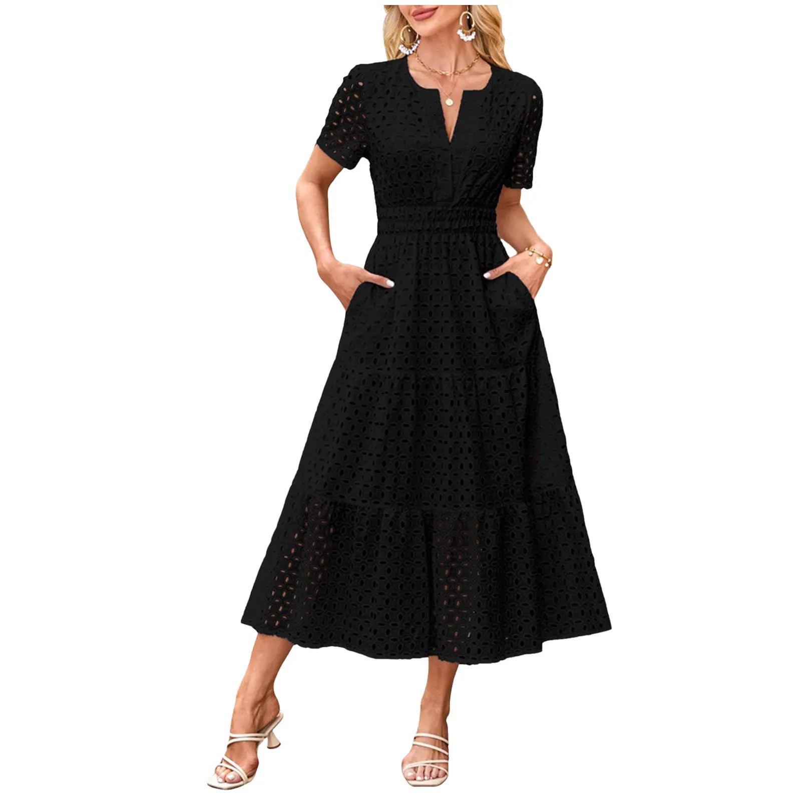Variant image for Women's Maxi Dress Solid Color Size M Polyester-3