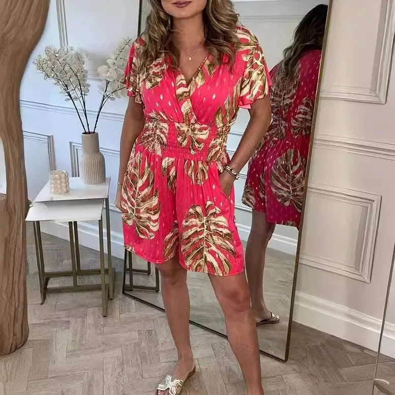 Women's Jumpsuit Floral Print Size M Polyester-2