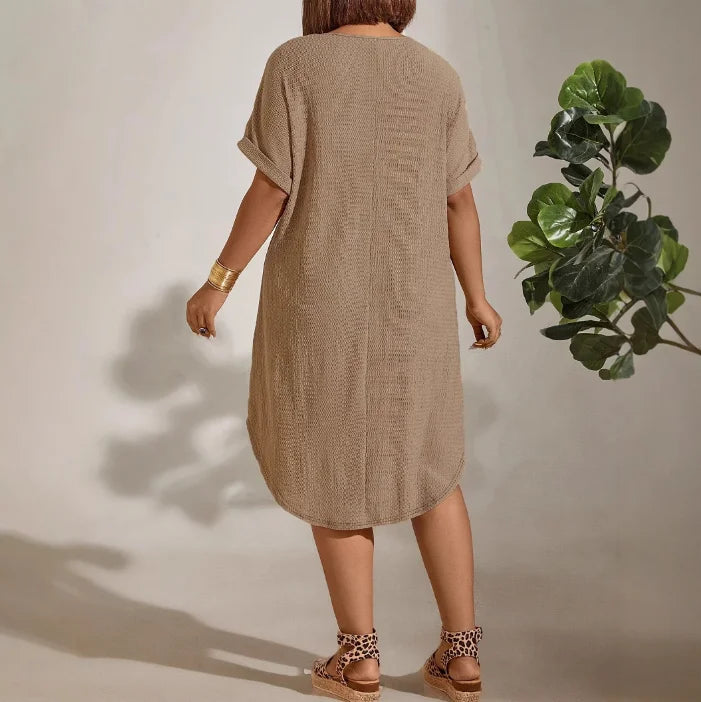 Mini Dress Khaki Plus Size- XL-4XL